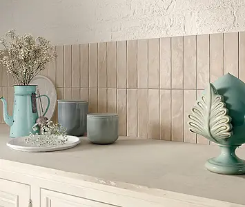 Background tile, Effect brick, Color beige, Glazed porcelain stoneware, 6x24 cm, Finish matte