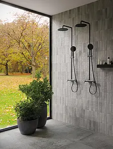 Background tile, Effect brick, Color grey, Glazed porcelain stoneware, 6x24 cm, Finish matte