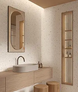 Grundflise, Effekt terrazzo, Farve hvid,med flere farver, Keramik, 50x120 cm, Overflade mat