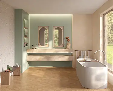 Background tile, Effect terrazzo, Color white,multicolor, Ceramics, 50x120 cm, Finish matte
