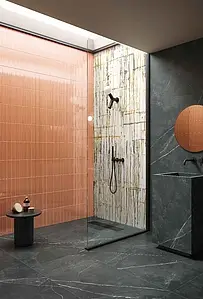Background tile, Color orange, Ceramics, 6x25 cm, Finish glossy