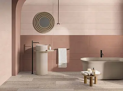 Grundflise, Effekt harpiks, Farve lyserød, Uglaseret porcelænsstentøj, 20x120 cm, Overflade skridsikker