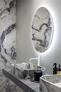 Grundflise, Effekt harpiks, Farve grå, Uglaseret porcelænsstentøj, 120x280 cm, Overflade skridsikker
