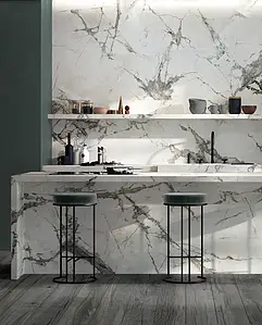 Background tile, Effect stone,other marbles, Color white, Glazed porcelain stoneware, 160x320 cm, Finish matte