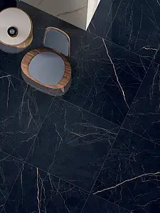 Grundflise, Effekt sten,other marbles, Farve sort, Glaseret porcelænsstentøj, 120x120 cm, Overflade poleret