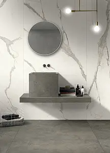 Background tile, Effect stone,statuario, Color white, Glazed porcelain stoneware, 160x320 cm, Finish polished