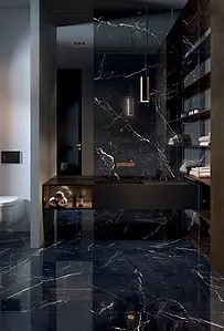 Background tile, Effect stone,other marbles, Color black, Glazed porcelain stoneware, 120x270 cm, Finish polished