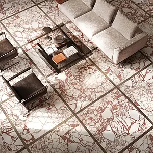 Background tile, Effect calacatta, Color red, Unglazed porcelain stoneware, 120x120 cm, Finish antislip