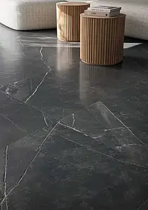 Grundflise, Effekt sten,other marbles, Farve grå,sort, Uglaseret porcelænsstentøj, 60x120 cm, Overflade semi-poleret
