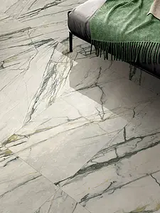 Bakgrundskakel, Textur sten,calacatta, Färg grön,vit, Glaserad granitkeramik, 60x120 cm, Yta polerad