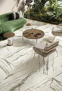 Background tile, Effect stone,calacatta, Color green,white, Unglazed porcelain stoneware, 120x120 cm, Finish antislip