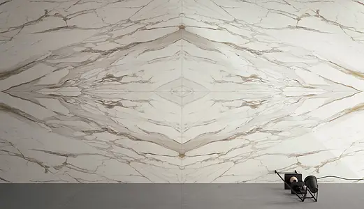 Effekt sten, Farve hvid, Grundflise, Uglaseret porcelænsstentøj, 160x320 cm, Overflade poleret