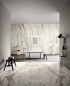 Background tile, Effect stone,calacatta, Color white, Unglazed porcelain stoneware, 160x320 cm, Finish polished