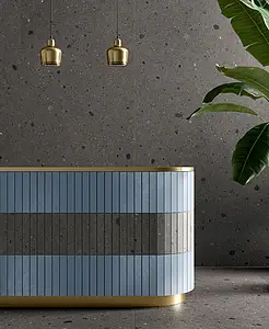 Background tile, Effect terrazzo, Color grey, Unglazed porcelain stoneware, 5x30 cm, Finish antislip