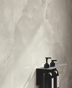 Background tile, Effect onyx, Color white, Unglazed porcelain stoneware, 120x278 cm, Finish polished