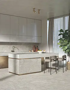 Background tile, Effect travertine, Color grey, Unglazed porcelain stoneware, 60x120 cm, Finish antislip