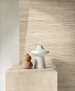 Background tile, Effect travertine, Color beige, Unglazed porcelain stoneware, 60x120 cm, Finish left_menu_relefnaya
