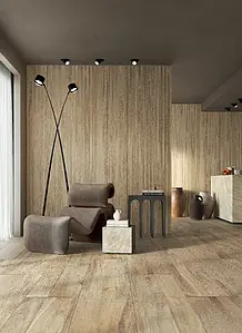 Grundflise, Effekt træ, Farve brun, Uglaseret porcelænsstentøj, 40x240 cm, Overflade skridsikker