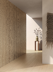 Grundflise, Effekt træ, Farve brun, Uglaseret porcelænsstentøj, 24x120 cm, Overflade skridsikker