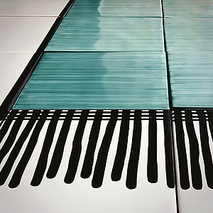 Panel, Farve grøn, Stil håndlavet,designer, Majolika, 120x160 cm, Overflade blank