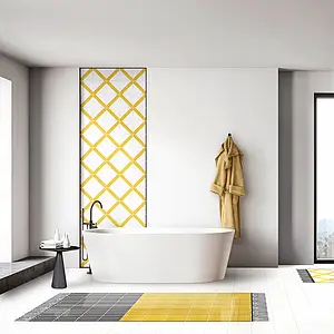 Pannello, Colore giallo, Stile lavorazione a mano,design, Maiolica, 100x200 cm, Superficie lucida