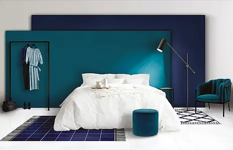 Kakelpanel, Färg marinblå, Stil hanverksmässig,designer, Majolika, 100x200 cm, Yta blank