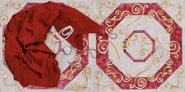 Piastrella di fondo, Colore rosa, Stile lavorazione a mano, Maiolica, 53x53 cm, Superficie lucida