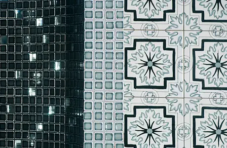 Mosaico, Colore grigio, Stile lavorazione a mano, Maiolica, 20x20 cm, Superficie lucida