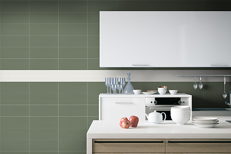 Background tile, Effect unicolor, Color green, Ceramics, 20x50.2 cm, Finish matte