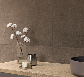 Background tile, Effect leather, Color brown, Glazed porcelain stoneware, 90x90 cm, Finish matte