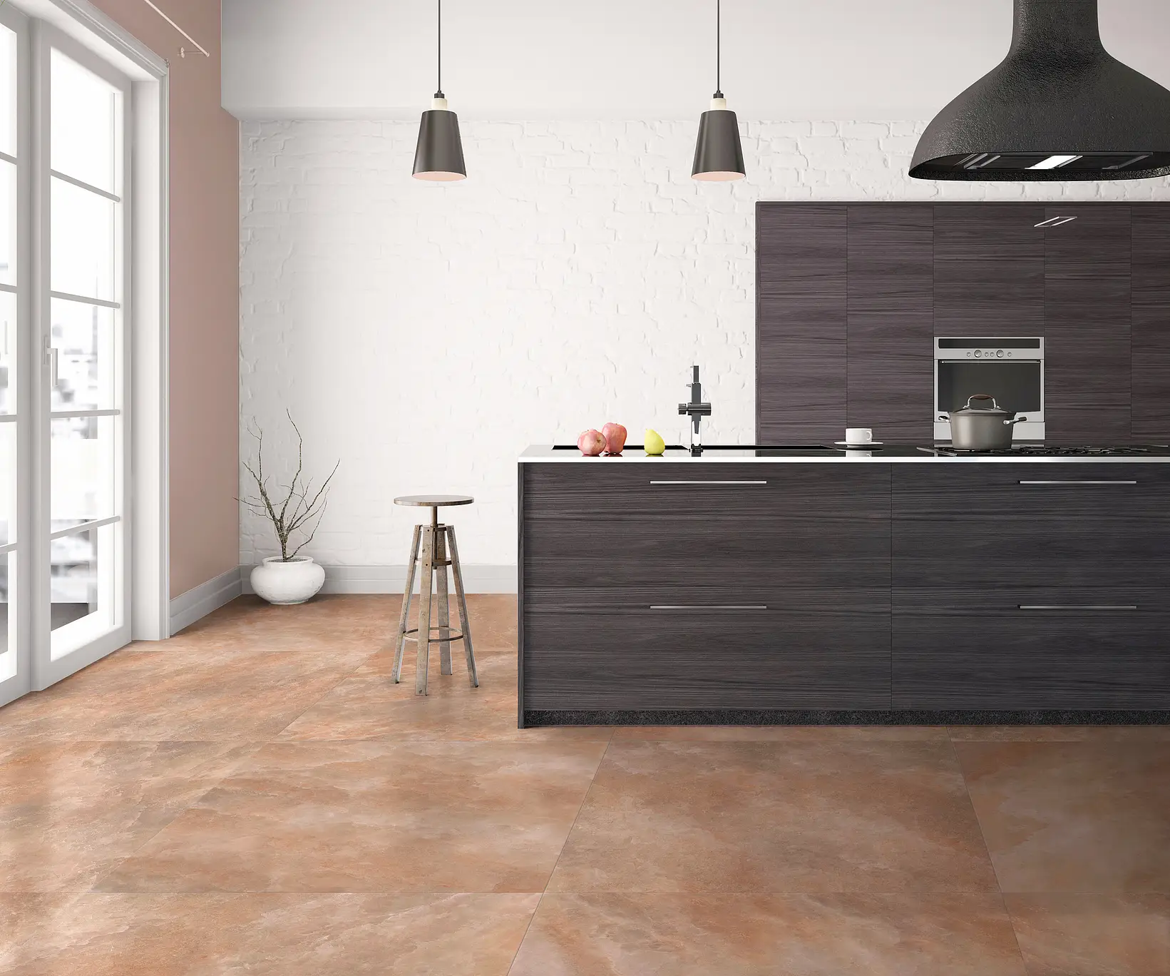 Background tile, Effect stone, Color orange, Glazed porcelain stoneware, 60x60 cm, Finish matte