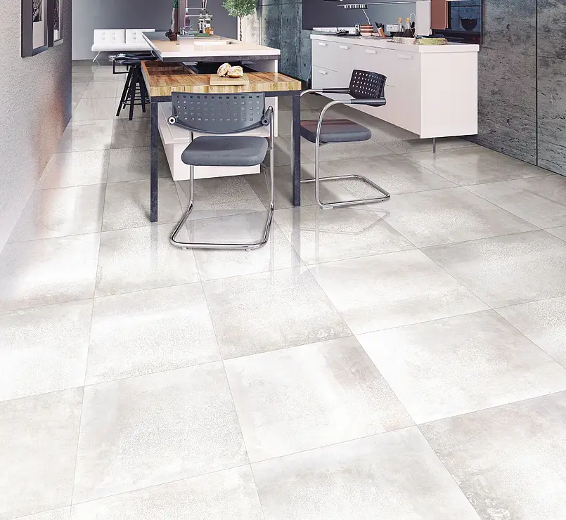 Background tile, Effect metal, Color white, Glazed porcelain stoneware, 60x60 cm, Finish antislip