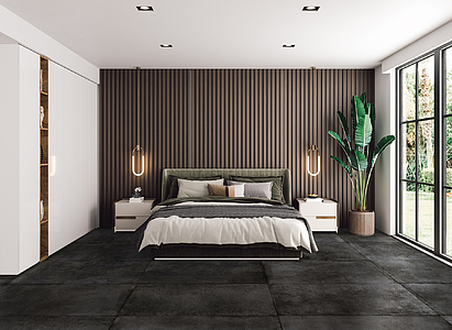Background tile, Effect concrete, Color black, Glazed porcelain stoneware, 60x120 cm, Finish matte