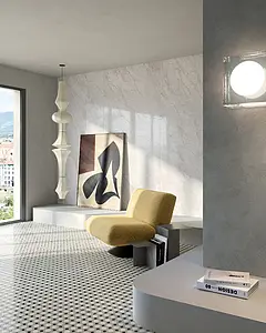 Background tile, Effect carrara, Color white, Unglazed porcelain stoneware, 120x280 cm, Finish polished
