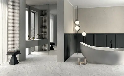 Background tile, Effect carrara, Color white, Unglazed porcelain stoneware, 60x120 cm, Finish left_menu_relefnaya