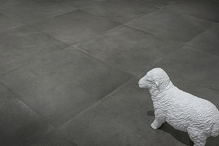 Grundflise, Effekt beton, Farve grå, Uglaseret porcelænsstentøj, 80x80 cm, Overflade skridsikker