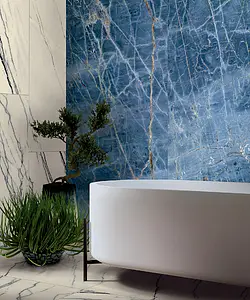 Grundflise, Effekt sten,other marbles, Farve marineblå, Uglaseret porcelænsstentøj, 120x280 cm, Overflade poleret