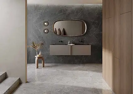 Background tile, Effect ceppo di gré, Color grey, Glazed porcelain stoneware, 120x120 cm, Finish semi-polished