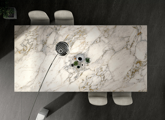 Background tile, Effect stone,other marbles, Color beige, Glazed porcelain stoneware, 160x320 cm, Finish semi-polished