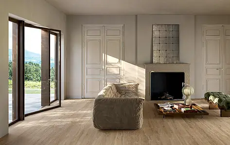 Background tile, Effect wood, Color beige, Glazed porcelain stoneware, 23.4x148 cm, Finish antislip