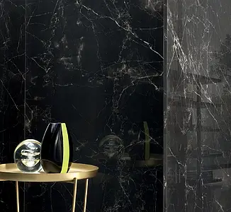 Bakgrunnsflis, Effekt stein,other marbles, Farge svart, Glasert porselenssteintøy, 80x180 cm, Overflate halvpolert