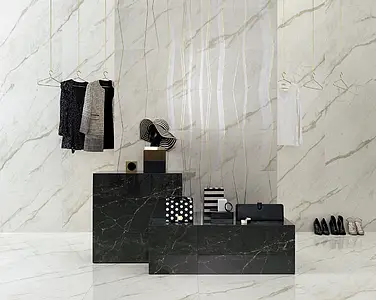 Декор, Цвет белый, Глазурованный керамогранит, 40x80 см, Поверхность полуполированная