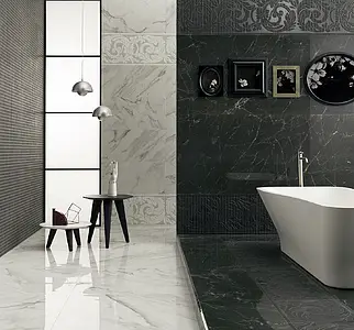 Background tile, Effect stone,other marbles, Color black, Glazed porcelain stoneware, 80x180 cm, Finish semi-polished