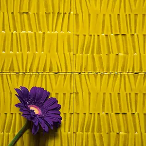 Background tile, Effect crackle glaze, Color yellow, Style handmade, Ceramics, 15x15 cm, Finish 3D