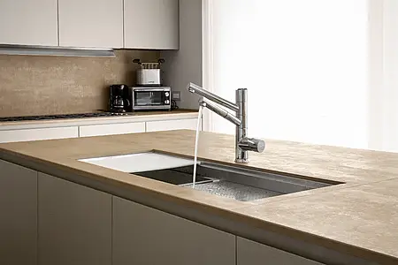 Background tile, Effect concrete, Color beige, Unglazed porcelain stoneware, 120x120 cm, Finish antislip