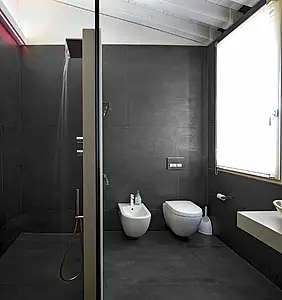 Background tile, Effect concrete, Color black, Unglazed porcelain stoneware, 120x120 cm, Finish matte