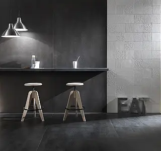 Background tile, Effect concrete, Color black, Unglazed porcelain stoneware, 120x250 cm, Finish antislip