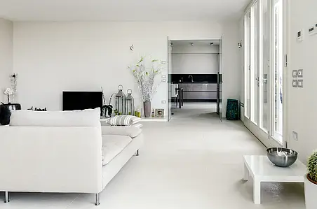 Background tile, Effect concrete, Color white, Unglazed porcelain stoneware, 120x120 cm, Finish antislip