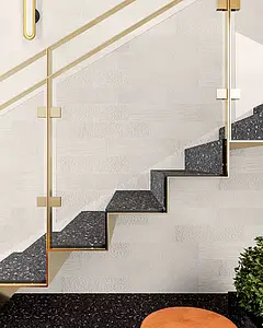 Grundflise, Effekt terrazzo, Farve sort, Uglaseret porcelænsstentøj, 60x120 cm, Overflade skridsikker