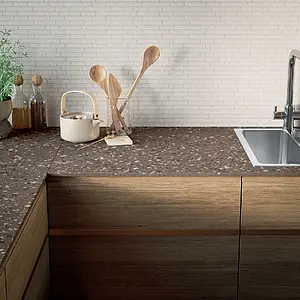 Background tile, Effect terrazzo, Color grey,brown, Unglazed porcelain stoneware, 60x120 cm, Finish antislip
